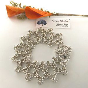 Sterling Silver Chainmail Bracelet (Silver Dunes Weave) B037